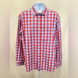 JAMES TATTERSALL Men’s red and blue check long sleeve shirt size‎ XXL